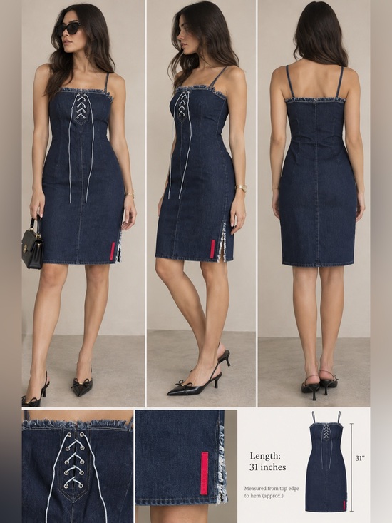 Prada Dresses & Skirts - Prada Dark Blue Denim Strapless Midi Dress